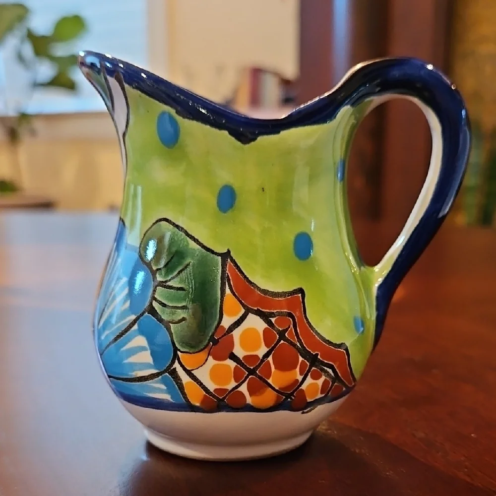 Handcrafted Talavera Floral Ceramic Creamer Pitcher
